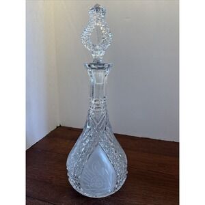 Vintage German Cut Lead Crystal‎ Decanter Ornate Swan Frosted Accents 14"